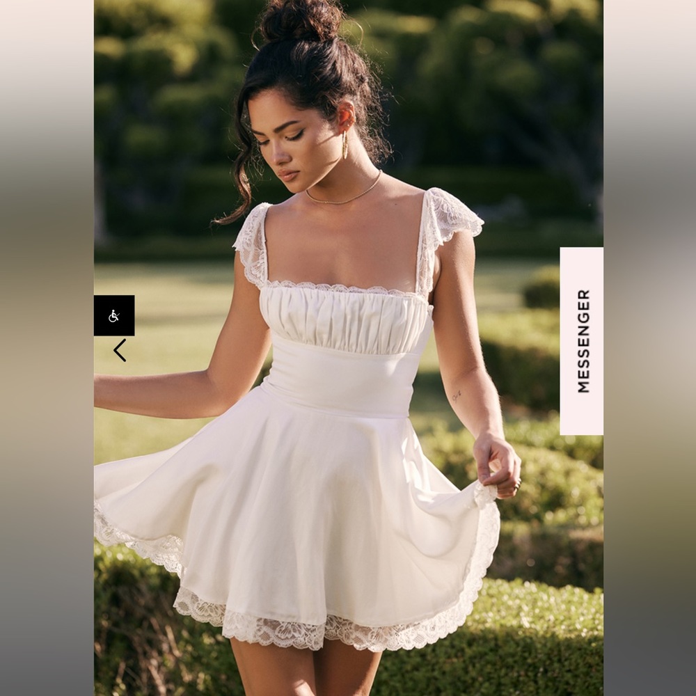 House of CB Kaia Lace Trim Fit and Flare mini dress